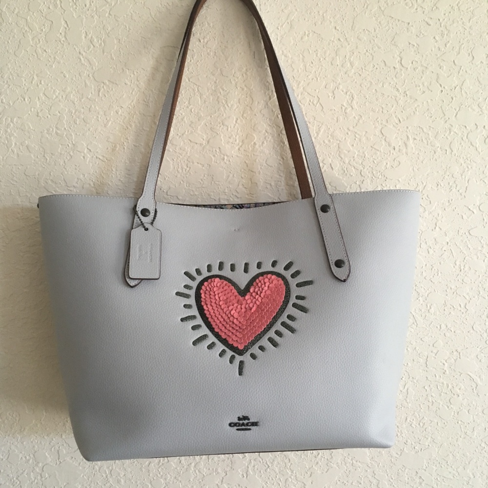COACH 28645 Keith Haring Heart Market Tote